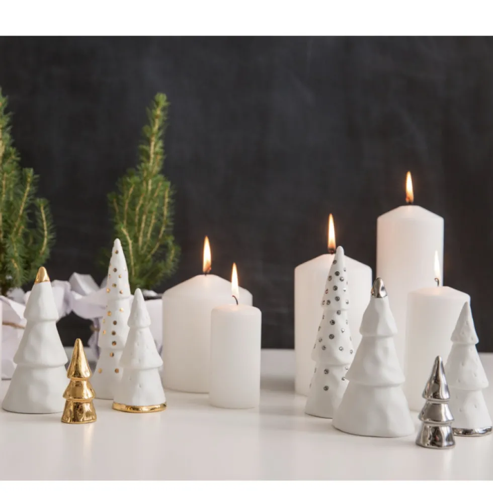 Weihnachtsdeko Tisch Porzellan 4er Set Räder Design WEIHNACHTSWALD