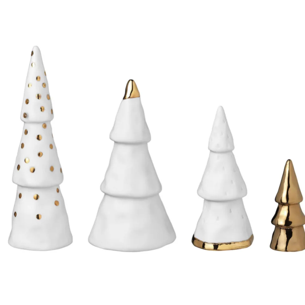 Weihnachtsdeko Tisch Porzellan 4er Set Räder Design WEIHNACHTSWALD