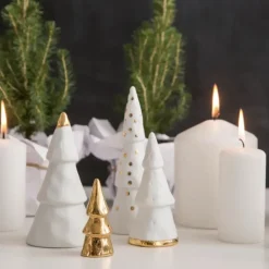 Weihnachtsdeko Tisch Porzellan 4er Set Räder Design WEIHNACHTSWALD