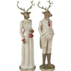 Weihnachtsfigur Galano Hirsch Kaheku 2er Set creme Höhe 35 cm