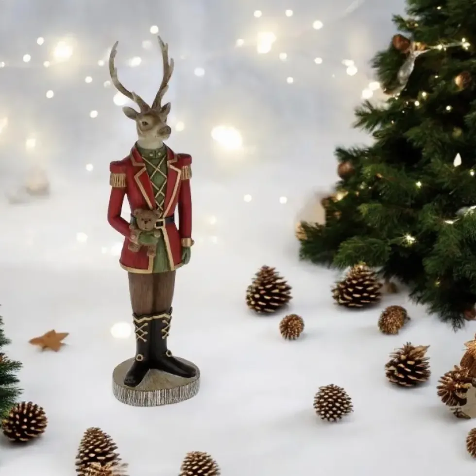 Weihnachtsfigur HIRSCH MIT BÄR Werner Voß Höhe 37 cm