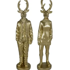 Weihnachtsfigur Hirsch Perkins 2er Set gold Höhe 35 cm