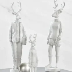 Weihnachtsfigur Hirsch Perkins 2er Set weiß Höhe 35 cm
