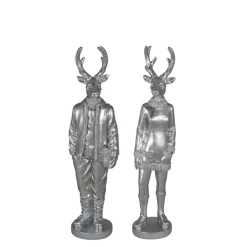 Weihnachtsfigur Hirsch Perkins 2er Set silber H 35 cm