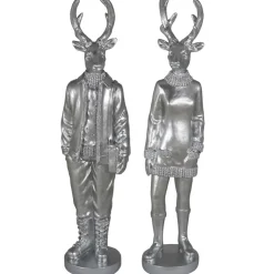 Weihnachtsfigur Hirsch Perkins 2er Set silber H 35 cm