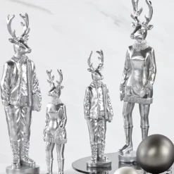 Weihnachtsfigur Hirsch Perkins 2er Set silber H 35 cm