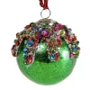 Weihnachtskugel mit Perlenschmuck Werner Voß grün Durchmesser 10 cm