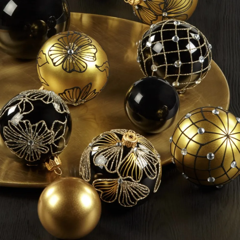 Weihnachtskugeln Glas Thura schwarz 8 cm