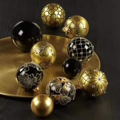 Weihnachtskugeln Glas Thura schwarz 8 cm
