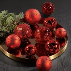 Weihnachtskugeln Glas Zabo rot 8 cm