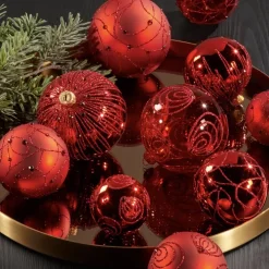 Weihnachtskugeln Glas Zabo rot 8 cm