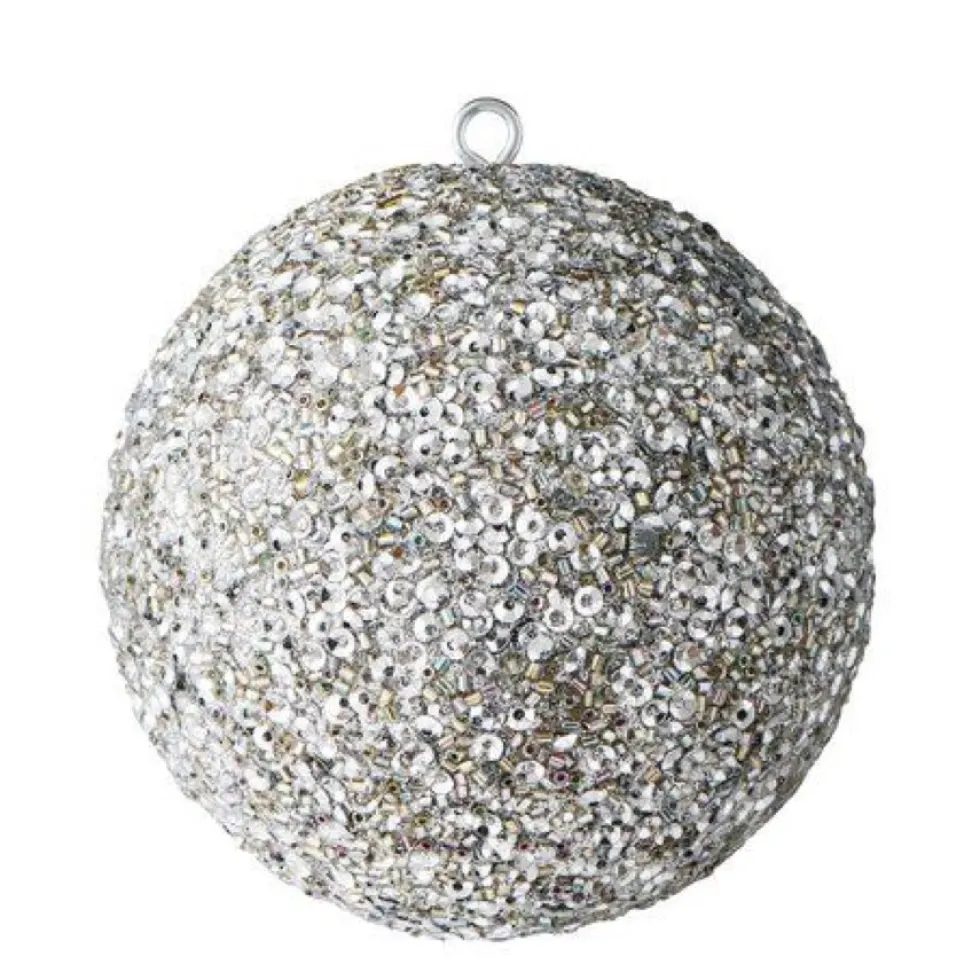 Weihnachtskugel OPIUM GiftCompany Glitzer, Perlen, Pailletten silber ø 10 cm