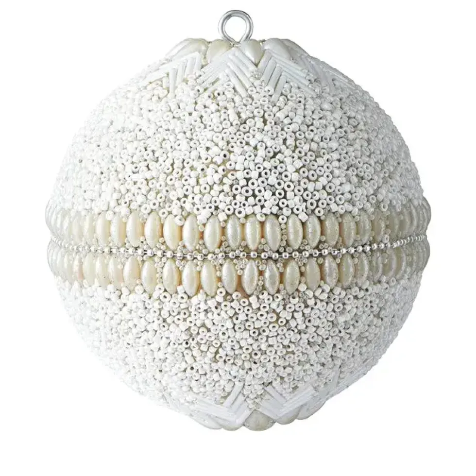 Weihnachtskugel OPIUM GiftCompany Blumenmuster, Perlen, Steine weiß ø 10 cm