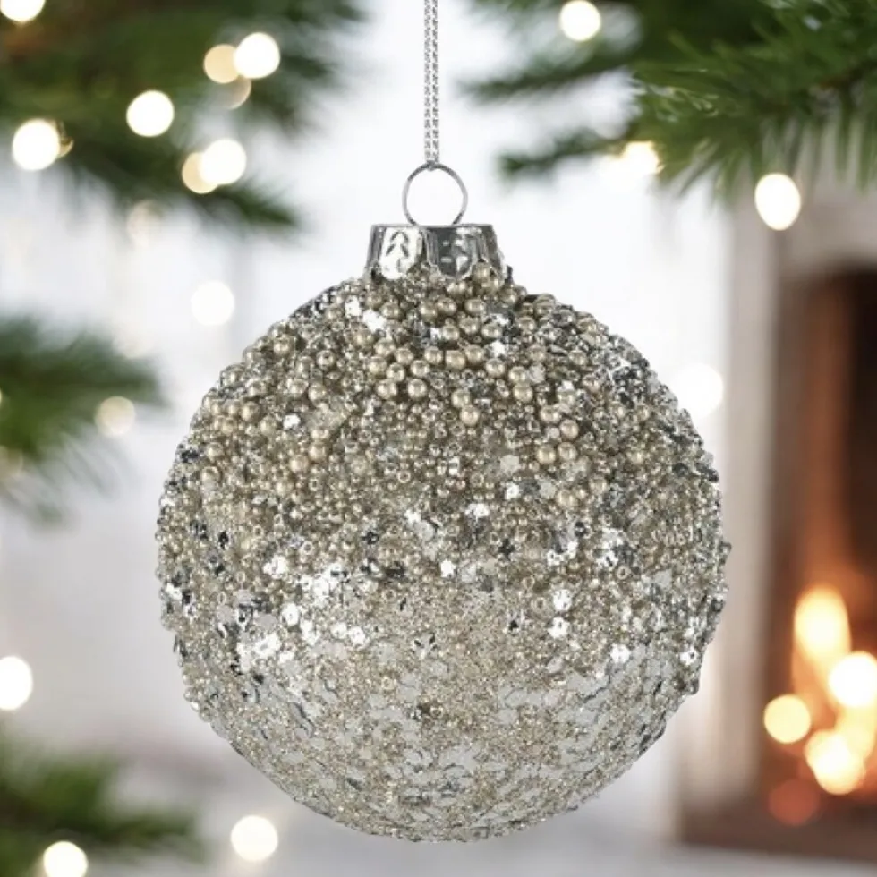 Weihnachtskugel SEOUL GiftCompany Glitzer silber ø 8 cm