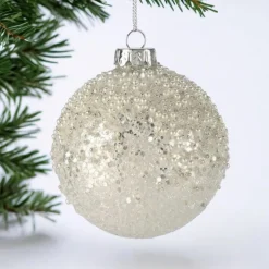 Weihnachtskugel SEOUL GiftCompany Glitzer weiß ø 8 cm
