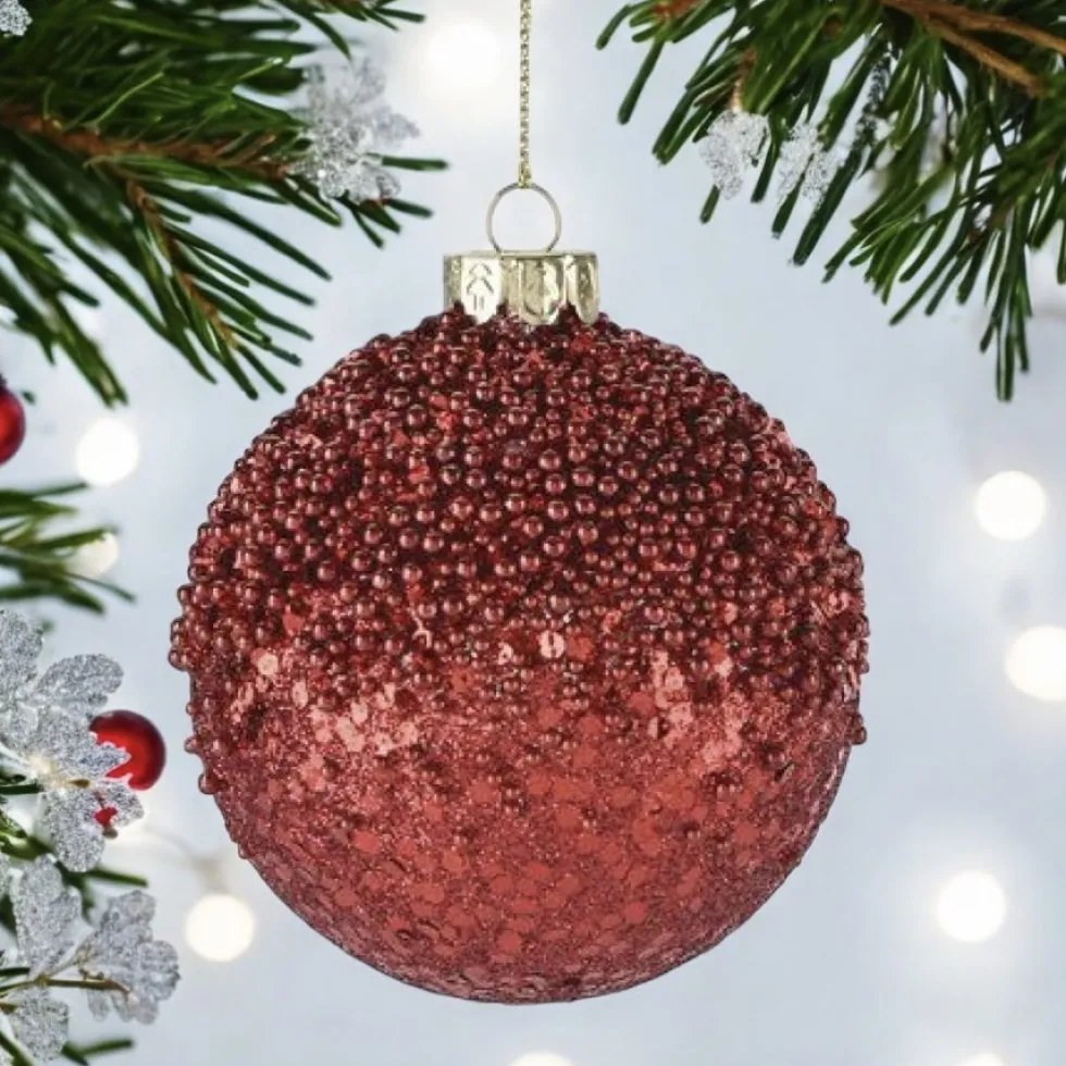 Weihnachtskugel SEOUL GiftCompany Glitzer rot ø 8 cm