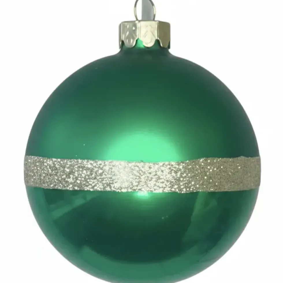 Weihnachtskugel Seoul mit Glitzerstreifen grün GiftCompany