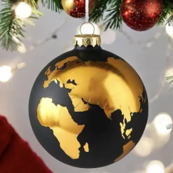 Weihnachtskugel WELTKUGEL GiftCompany schwarz / gold D 10 cm