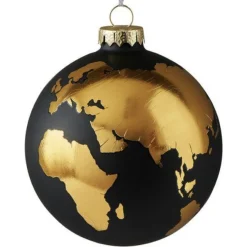 Weihnachtskugel WELTKUGEL GiftCompany schwarz / gold D 10 cm