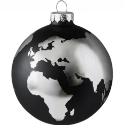 Weihnachtskugel WELTKUGEL GiftCompany schwarz / silber D 10 cm