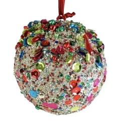 Weihnachtskugel Werner Voß silber bunt Durchmesser 10 cm