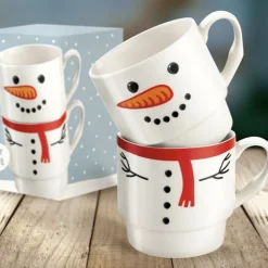 Weihnachtstasse Stapeltasse Schneemann 2er-Set Casablanca