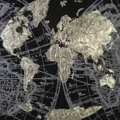 Weltkarte Bild Golden Earth 90×90 cm