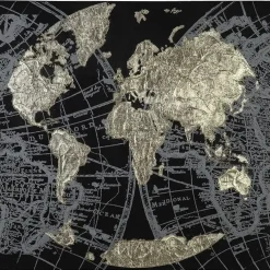 Weltkarte Bild Golden Earth 90×90 cm