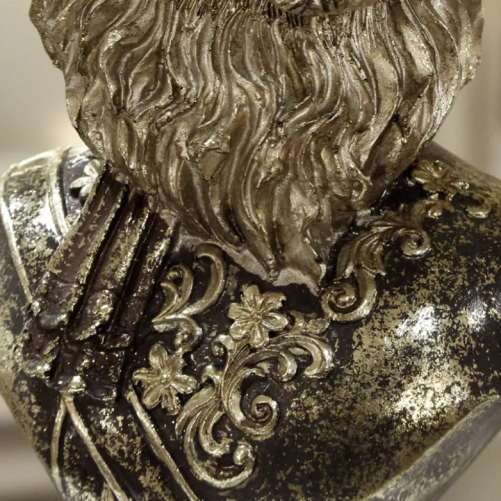 Werner Voß Dekofigur Büste Major Lion | Höhe 31 cm | Extravagante Löwenfigur Schwarz Gold