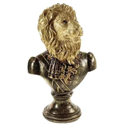 Werner Voß Dekofigur Büste Major Lion | Höhe 31 cm | Extravagante Löwenfigur Schwarz Gold