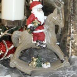 Werner Voß Weihnachtsdeko SANTA AUF SCHAUKELPFERD Höhe 30 cm