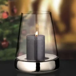 Windlicht Glas Bora silber Edzard Höhe 28 cm