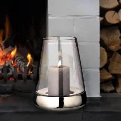 Windlicht Glas Bora silber Edzard Höhe 28 cm