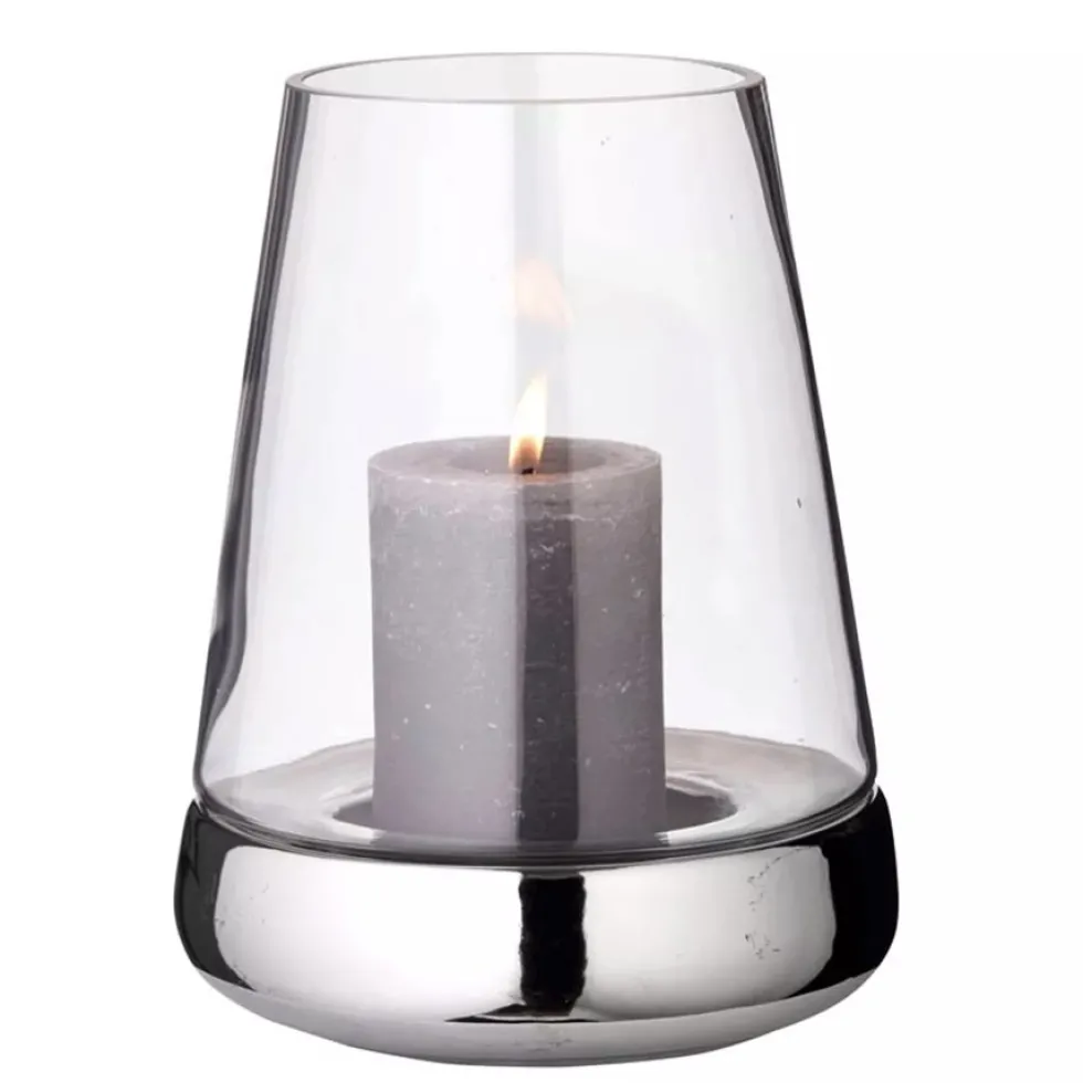 Windlicht Glas Bora silber Edzard Höhe 28 cm