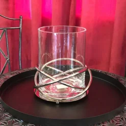Windlicht Glas Crowne silber Kaheku
