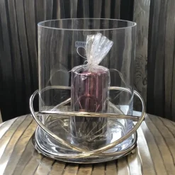 Windlicht Glas Crowne silber Kaheku