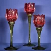 Windlicht Glas Tulpe rot/grün 3er Set