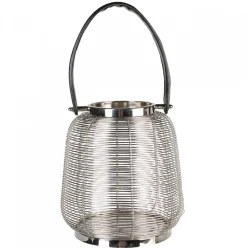 Windlicht Laterne Cage Casablanca mit Lederhenkel Höhe 27 cm