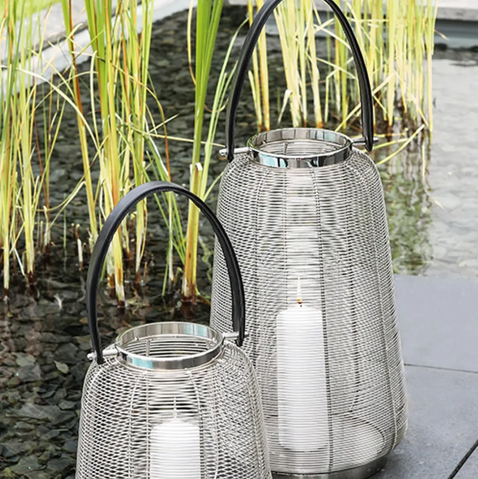 Windlicht Laterne Cage mit Lederhenkel Casablanca Höhe 44 cm