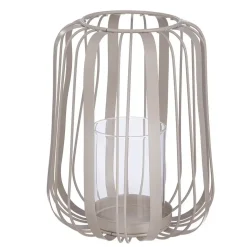 Windlicht Metall beige mit Glaseinsatz ROMY