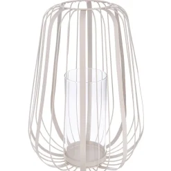 Windlicht Metall beige mit Glaseinsatz ROMY
