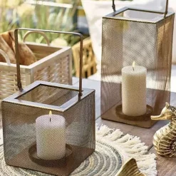 Windlicht Metall Laterne gold