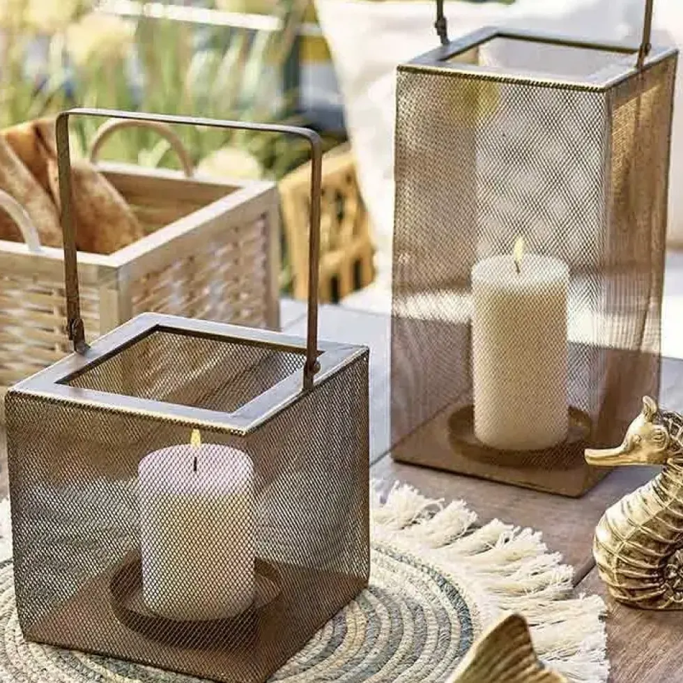 Windlicht Metall Laterne gold