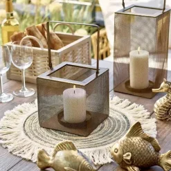 Windlicht Metall Laterne gold