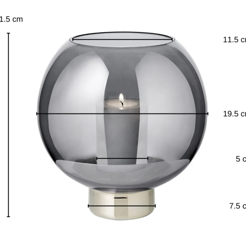 Windlicht Rauchglas Jack Edzard Höhe 21 cm