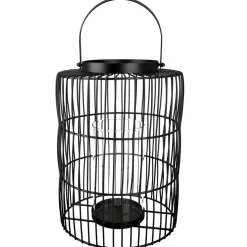 Windlicht schwarz Metall mit Glaseinsatz Stage