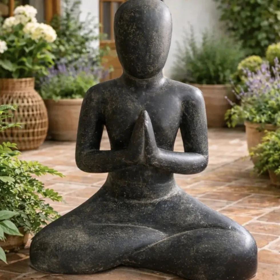 Yoga Garten Statue Riya anthrazit Höhe 80 cm