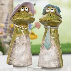 Zaunhocker Keramik Frosch Charlotte und Karl H 22 cm